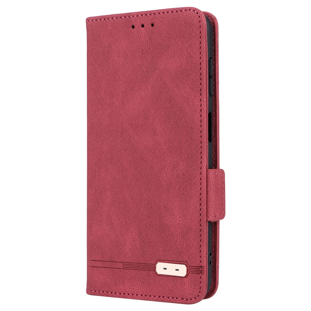 For Samsung Galaxy M14 5G Leather Wallet Phone Case Hardware Decor Flip Stand Cover - Rose