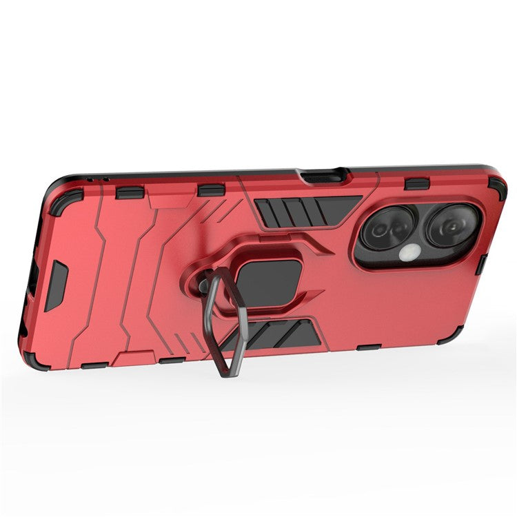 For OnePlus Nord CE 3 Lite 5G / Nord N30 5G Ring Kickstand Phone Case TPU+PC Anti-Scratch Shockproof Cover - Red