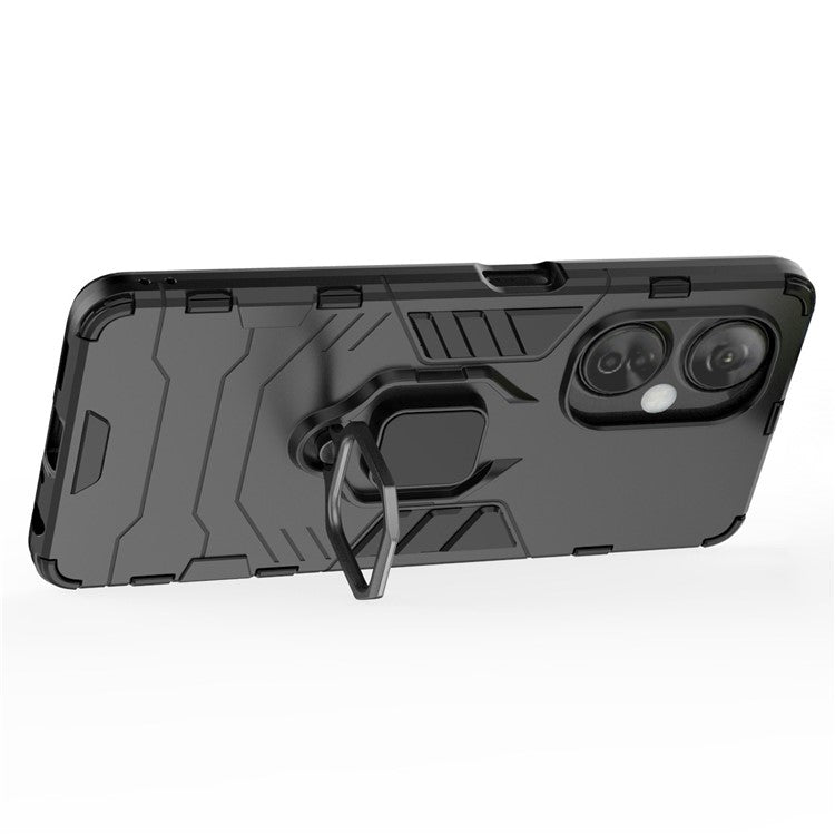 For OnePlus Nord CE 3 Lite 5G / Nord N30 5G Ring Kickstand Phone Case TPU+PC Anti-Scratch Shockproof Cover - Black