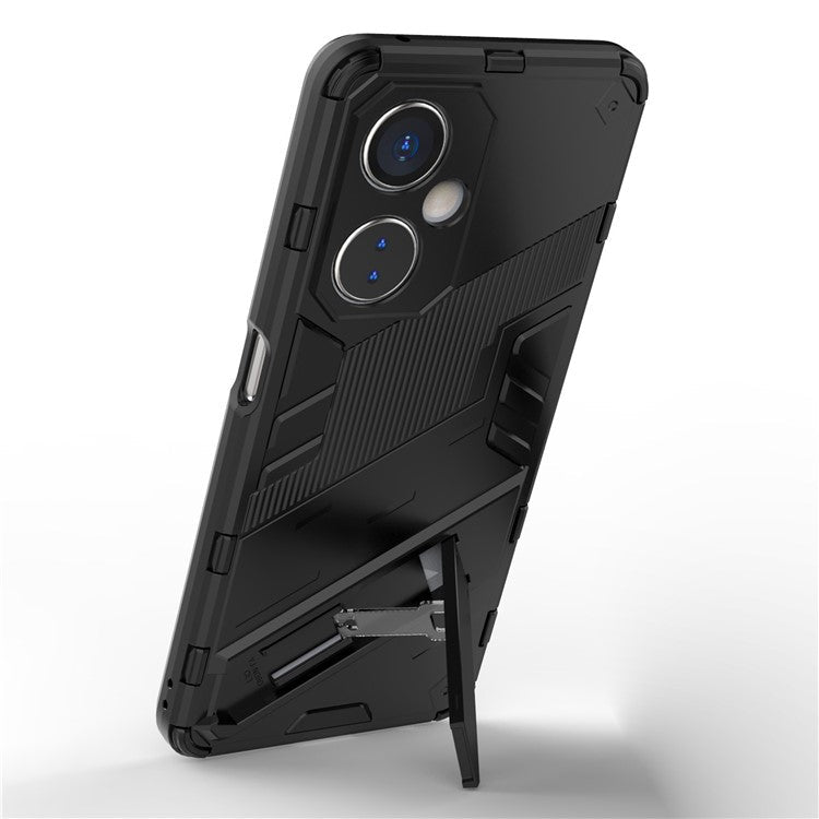 For OnePlus Nord CE 3 Lite 5G / Nord N30 5G Kickstand Phone Case TPU+PC Anti-Scratch Back Cover - Black