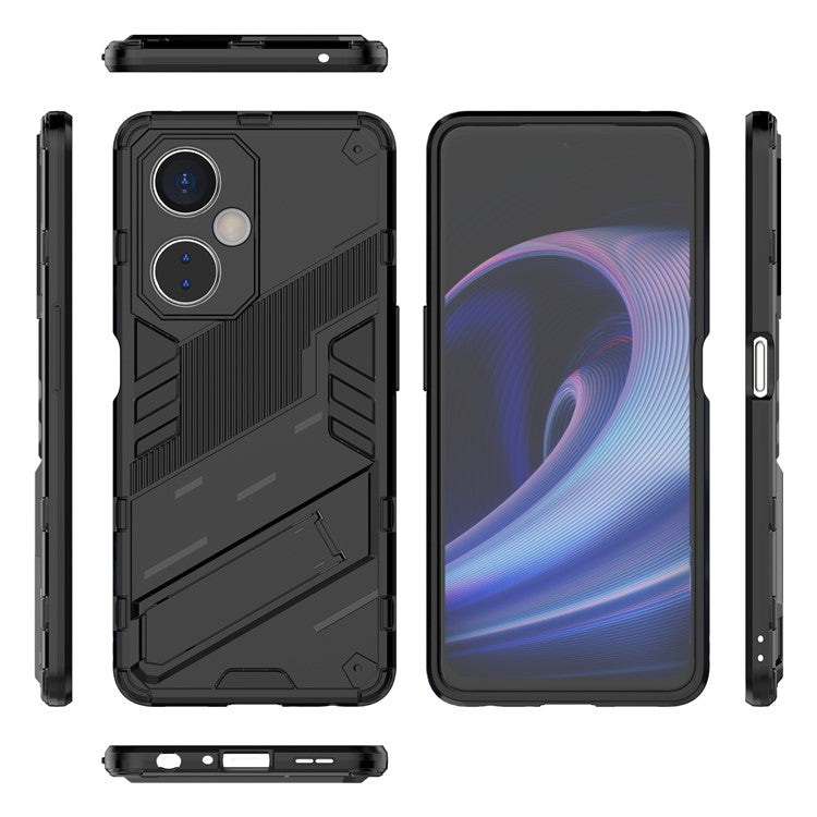 For OnePlus Nord CE 3 Lite 5G / Nord N30 5G Kickstand Phone Case TPU+PC Anti-Scratch Back Cover - Black