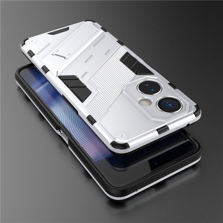 For OnePlus Nord CE 3 Lite 5G / Nord N30 5G Kickstand Phone Case TPU+PC Anti-Scratch Back Cover - White