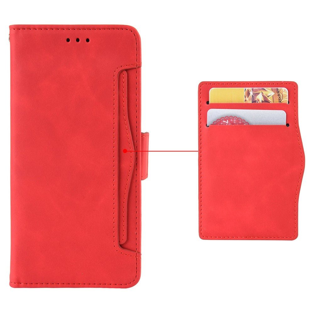 Wallet PU Leather Case for Samsung Galaxy M14 5G , Multiple Card Slots Phone Stand Cover - Red