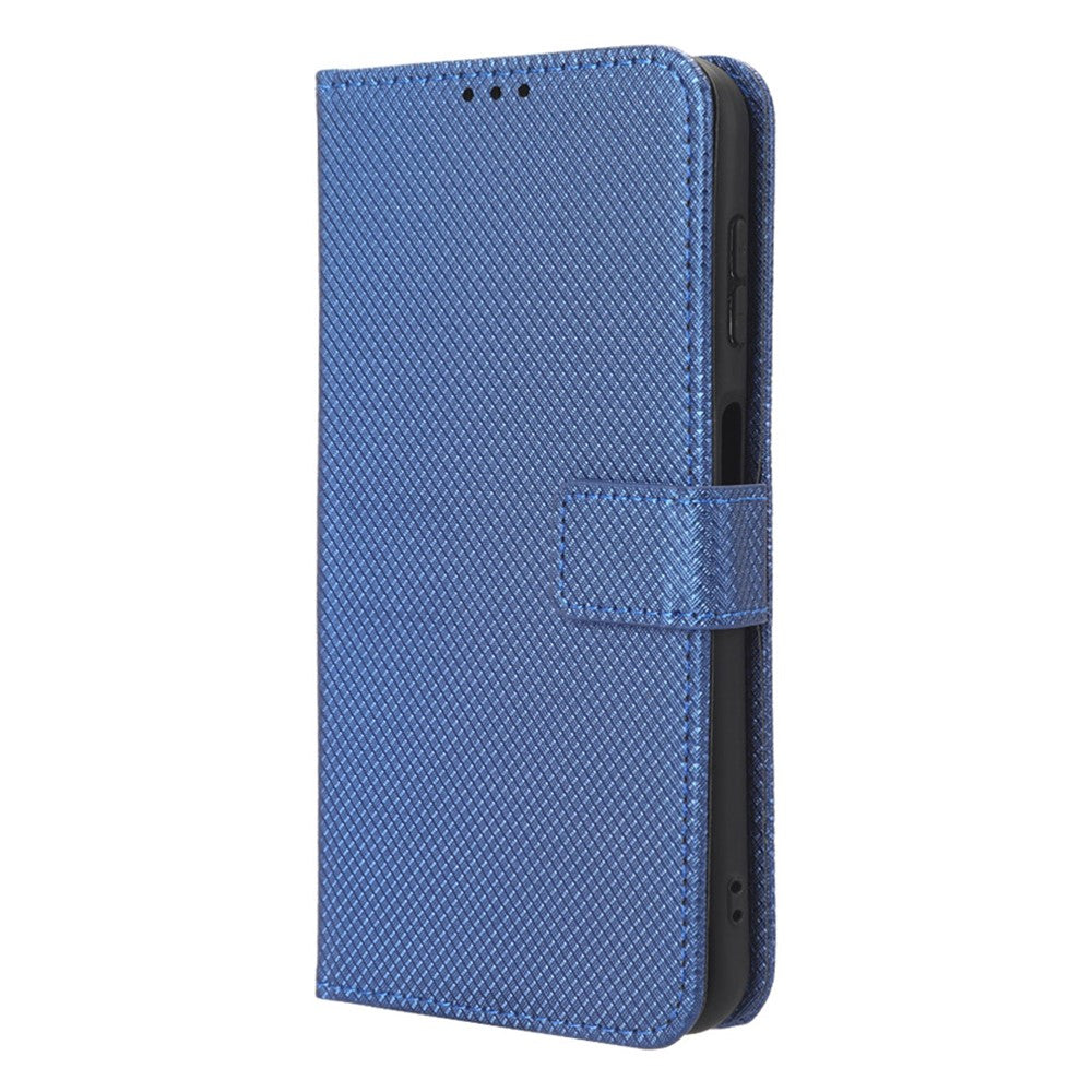 For Samsung Galaxy M14 5G Phone Leather Case Diamond Texture Stand Wallet Cell Phone Cover - Blue