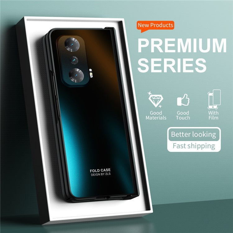 Fall-proof Phone Case for Honor Magic V Hard PC Protective Phone Shell Cover with Screen Film - Black