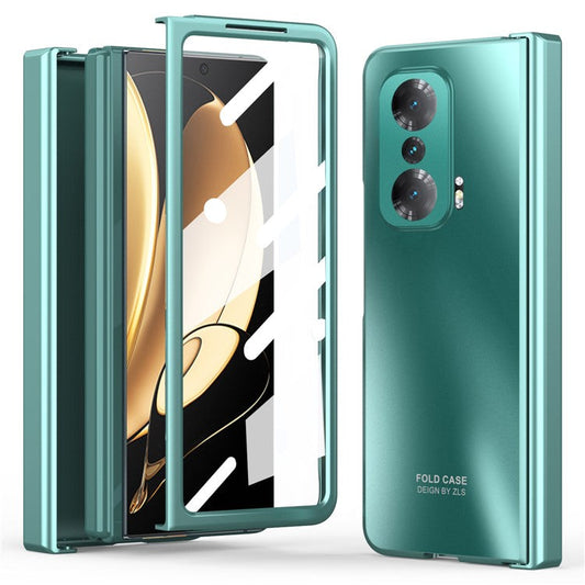 Fall-proof Phone Case for Honor Magic V Hard PC Protective Phone Shell Cover with Screen Film - Green