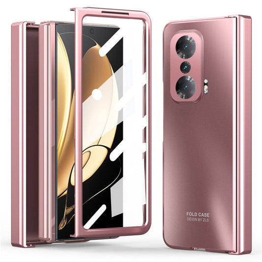 Fall-proof Phone Case for Honor Magic V Hard PC Protective Phone Shell Cover with Screen Film - Rose Gold
