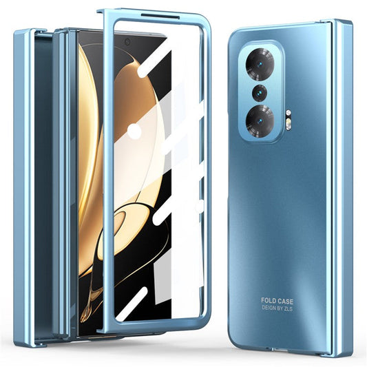 Fall-proof Phone Case for Honor Magic V Hard PC Protective Phone Shell Cover with Screen Film - Blue