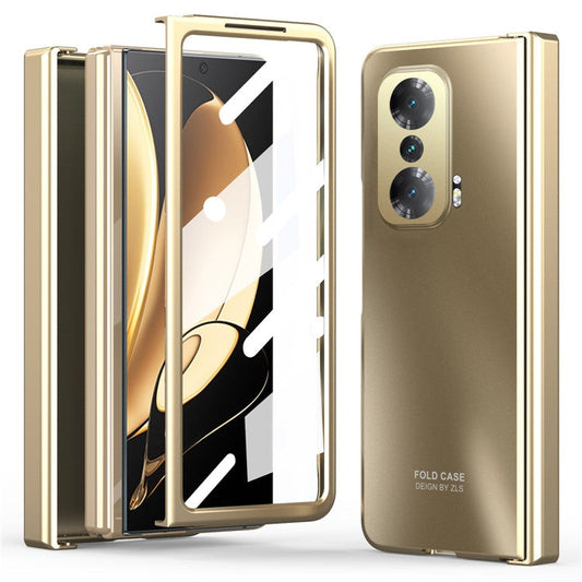 Fall-proof Phone Case for Honor Magic V Hard PC Protective Phone Shell Cover with Screen Film - Champagne Gold