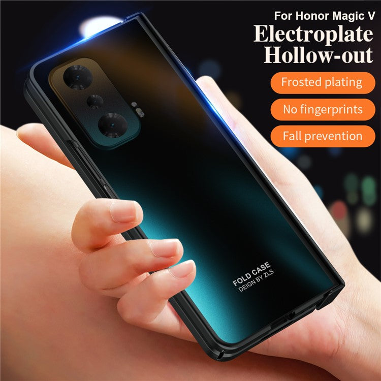 Fall-proof Phone Case for Honor Magic V Hard PC Protective Phone Shell Cover with Screen Film - Silver