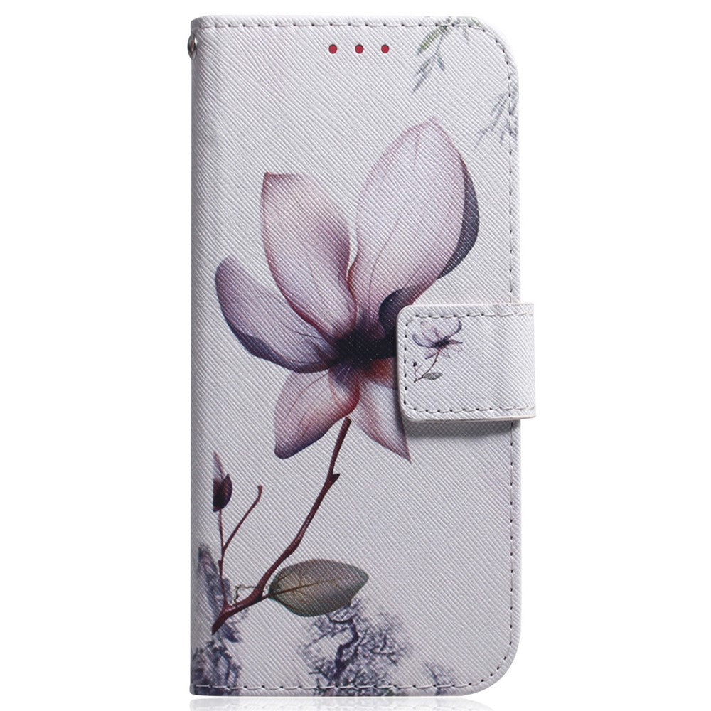 For Samsung Galaxy M14 5G Wallet Stand Pattern Printing Phone Case PU Leather Shockproof Cover Shell - Pink Flower