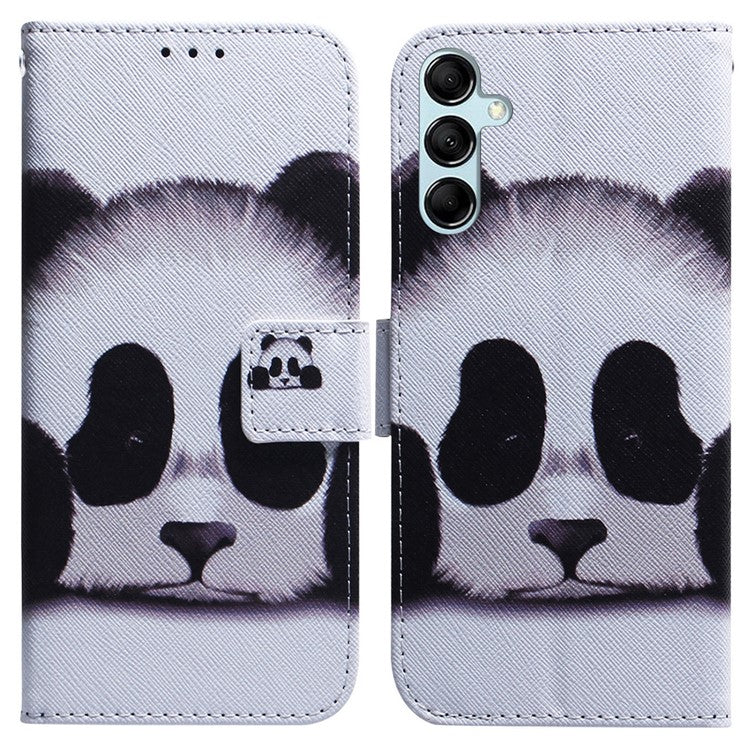 For Samsung Galaxy M14 5G Wallet Stand Pattern Printing Phone Case PU Leather Shockproof Cover Shell - Panda