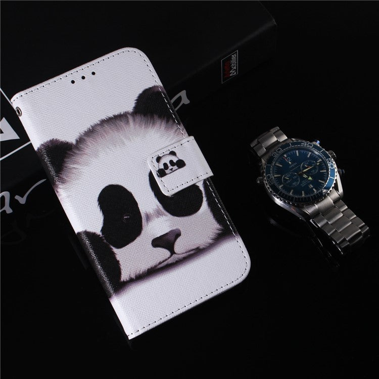 For Samsung Galaxy M14 5G Wallet Stand Pattern Printing Phone Case PU Leather Shockproof Cover Shell - Panda