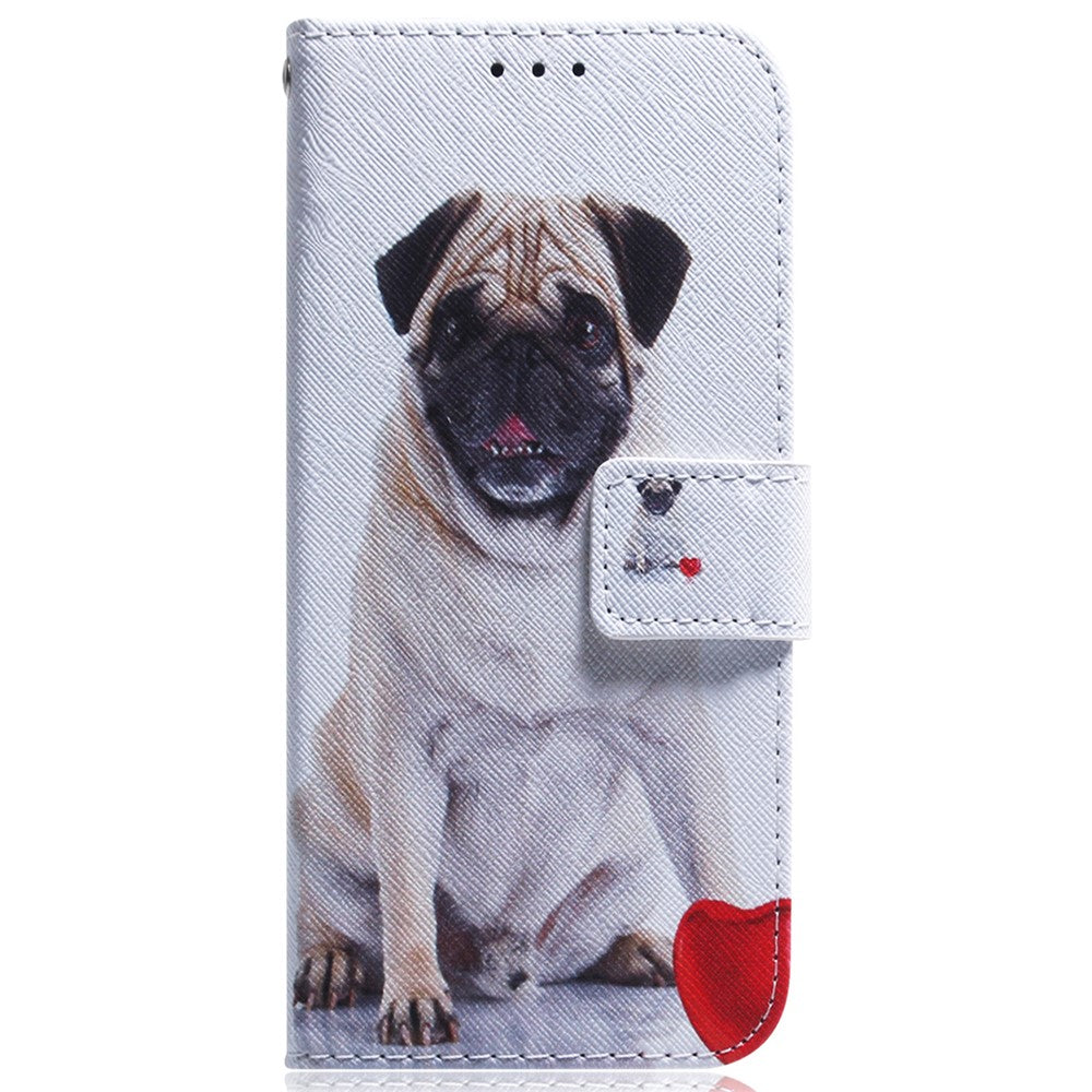 For Samsung Galaxy M14 5G Wallet Stand Pattern Printing Phone Case PU Leather Shockproof Cover Shell - Pug