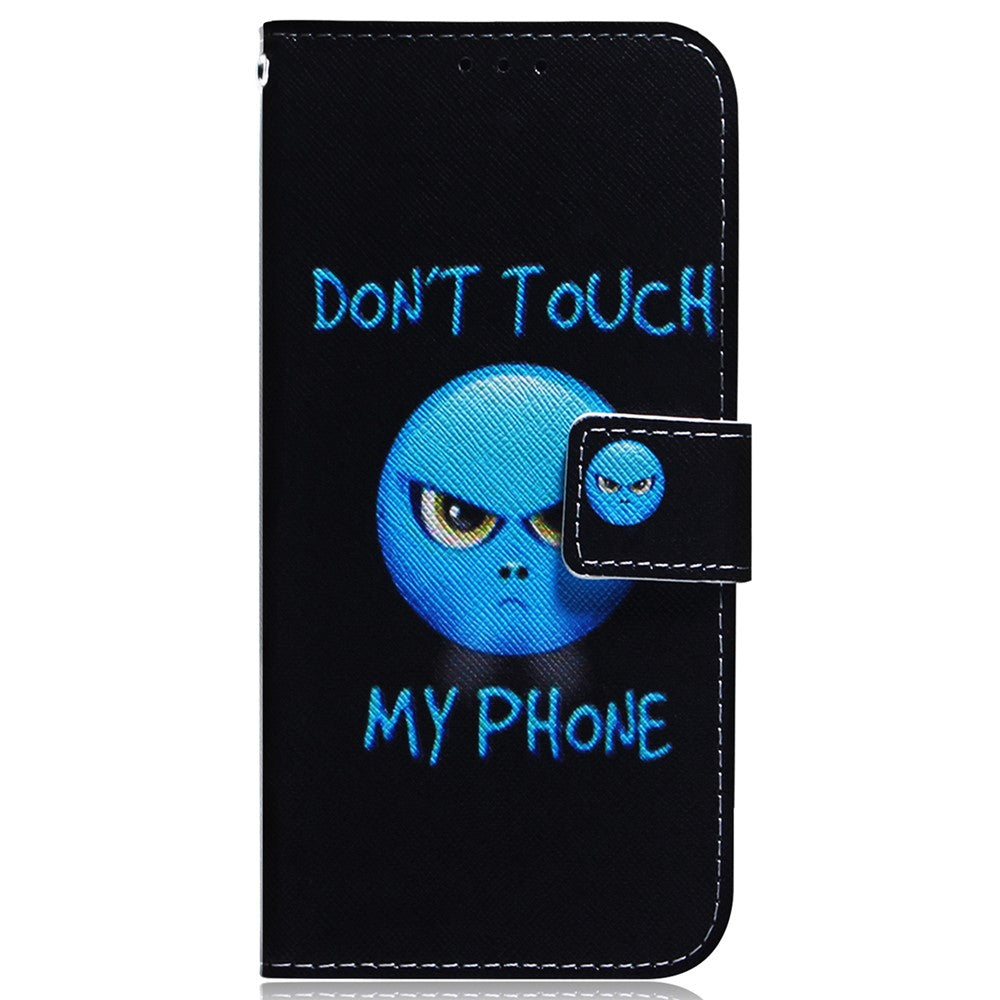 For Samsung Galaxy M14 5G Wallet Stand Pattern Printing Phone Case PU Leather Shockproof Cover Shell - Don't Touch My Phone