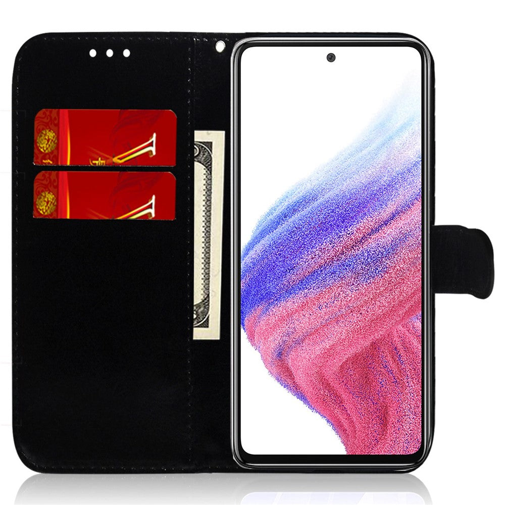 Phone Case for Samsung Galaxy M14 5G , Wallet Dazzling Flower Pattern PU Leather Flip Stand Phone Shell - Purple