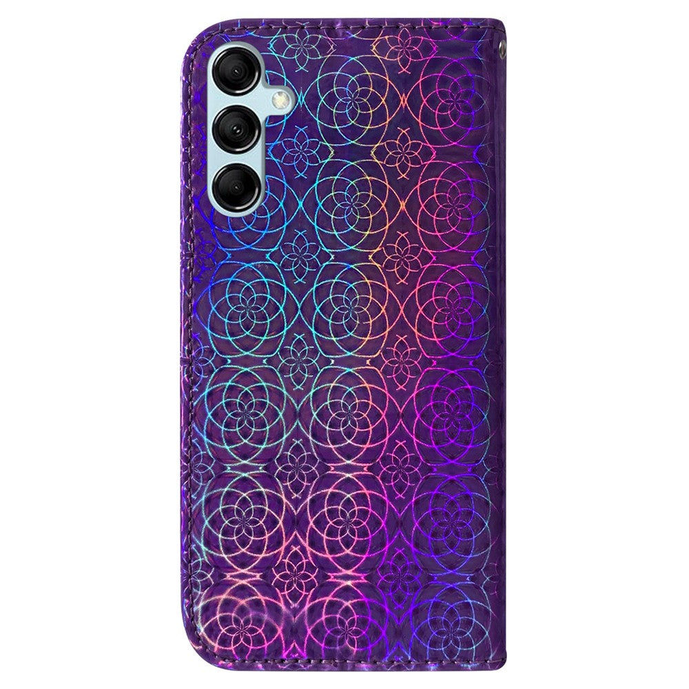 Phone Case for Samsung Galaxy M14 5G , Wallet Dazzling Flower Pattern PU Leather Flip Stand Phone Shell - Purple