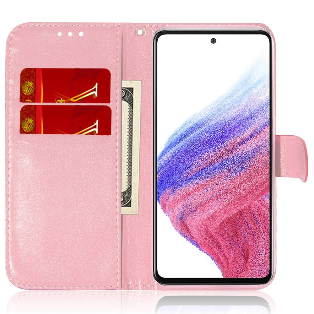 Phone Case for Samsung Galaxy M14 5G , Wallet Dazzling Flower Pattern PU Leather Flip Stand Phone Shell - Pink