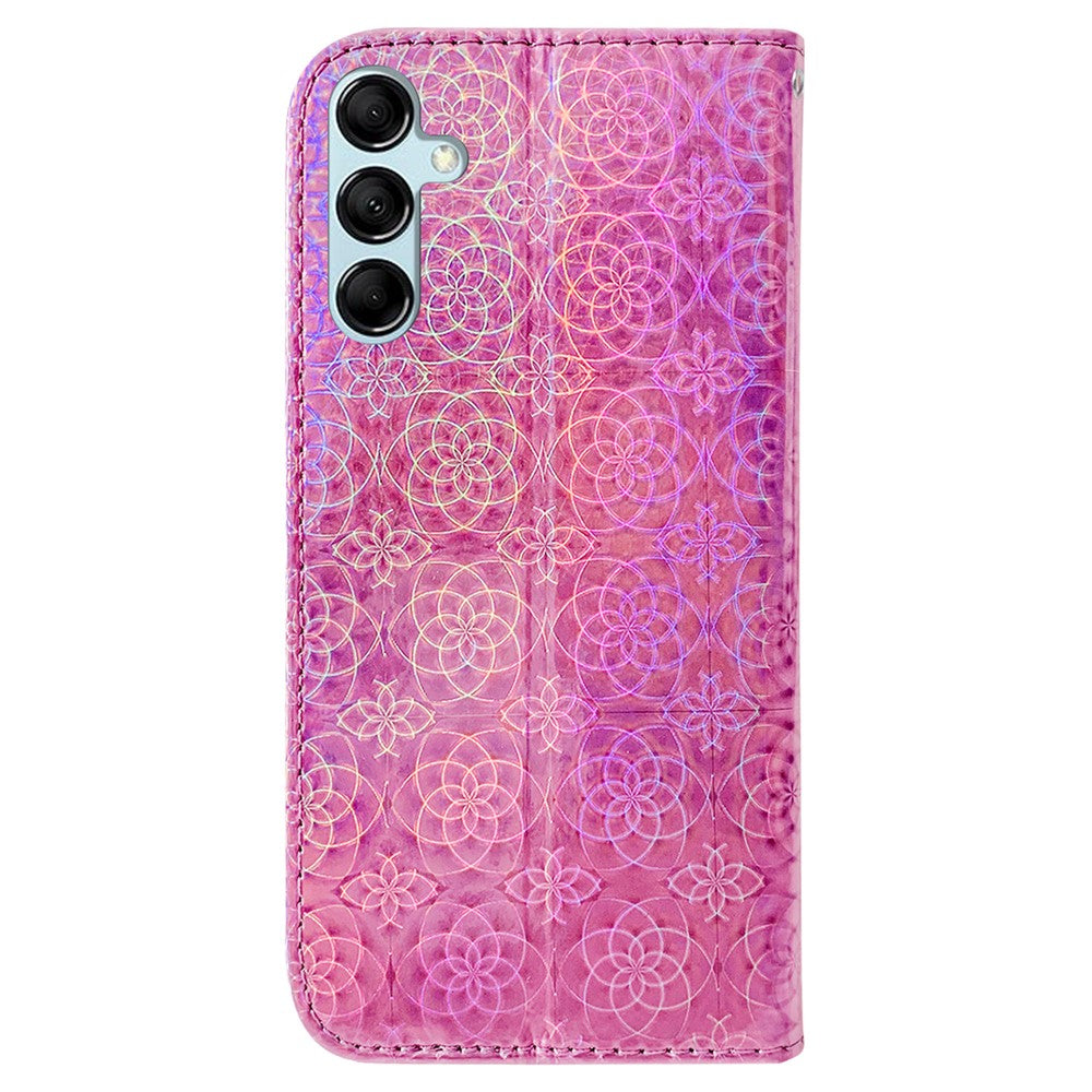 Phone Case for Samsung Galaxy M14 5G , Wallet Dazzling Flower Pattern PU Leather Flip Stand Phone Shell - Pink