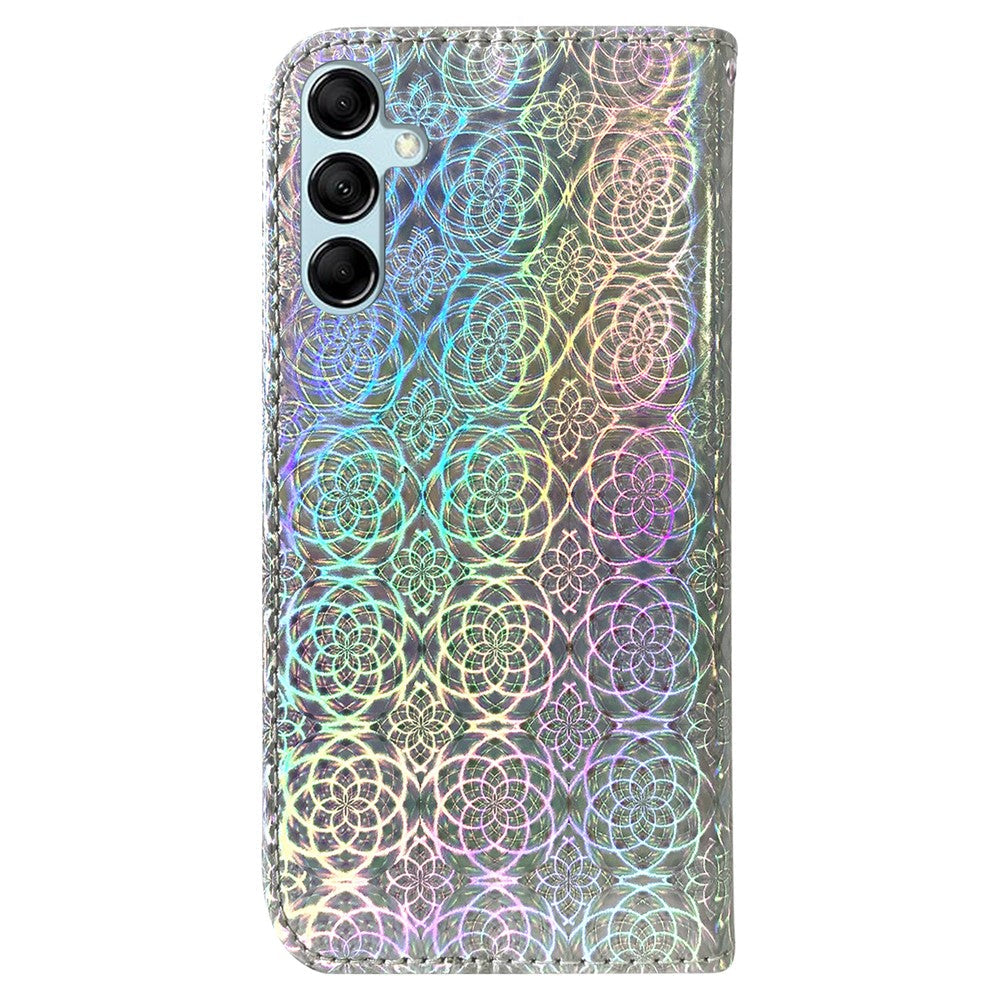 Phone Case for Samsung Galaxy M14 5G , Wallet Dazzling Flower Pattern PU Leather Flip Stand Phone Shell - Grey