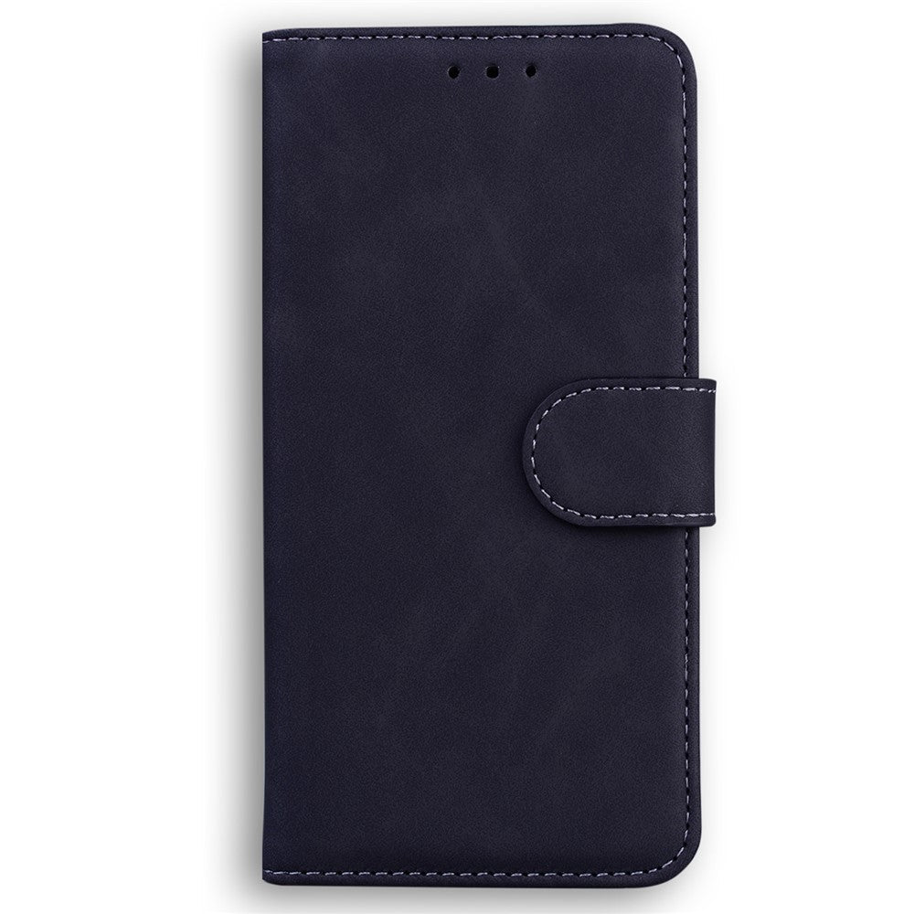 Solid Color Phone Case for Samsung Galaxy M14 5G Scratch Resistant PU Leather Wallet Stand Cover - Black
