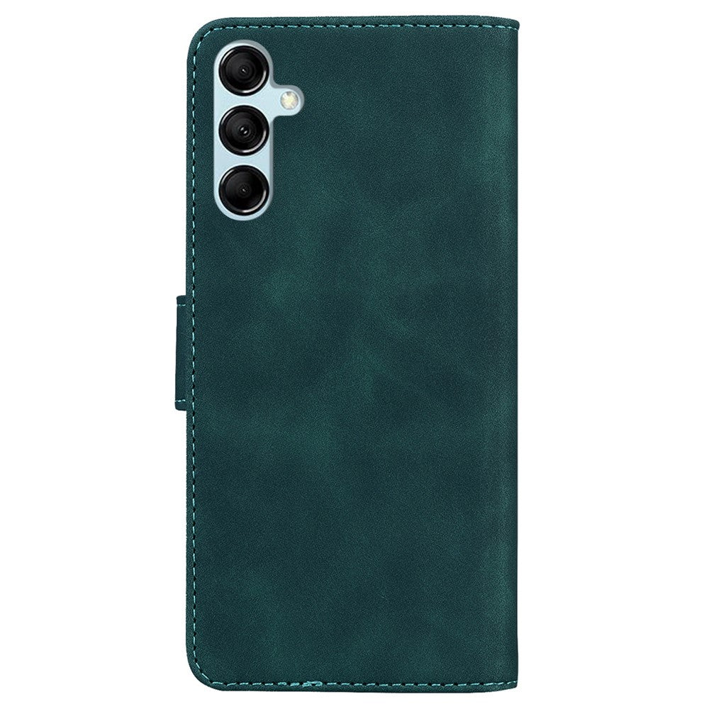 Solid Color Phone Case for Samsung Galaxy M14 5G Scratch Resistant PU Leather Wallet Stand Cover - Green