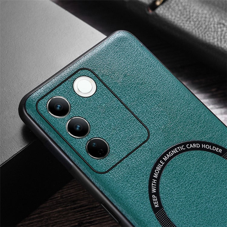 For vivo S16 Magnetic Phone Case Leather Coated PC+TPU Protective Phone Cover - White