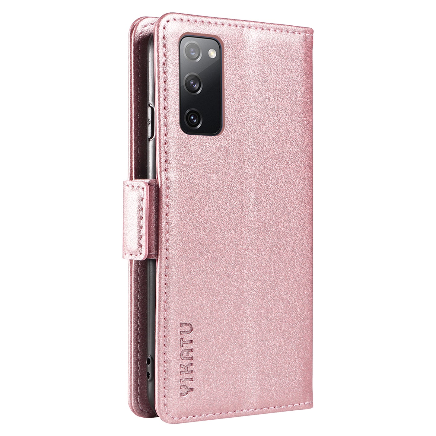 YIKATU YK-003 Wallet Case for Samsung Galaxy S20 FE / S20 FE 5G / S20 FE 2022 / S20 Lite , PU Leather Stand Magnetic Phone Cover - Rose Gold