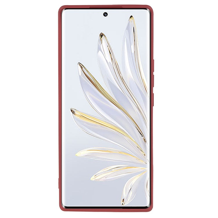 For Honor 70 5G Candy Color Fiber Lining Rubberized TPU Case Anti-drop Phone Cover - Hawthorn Red
