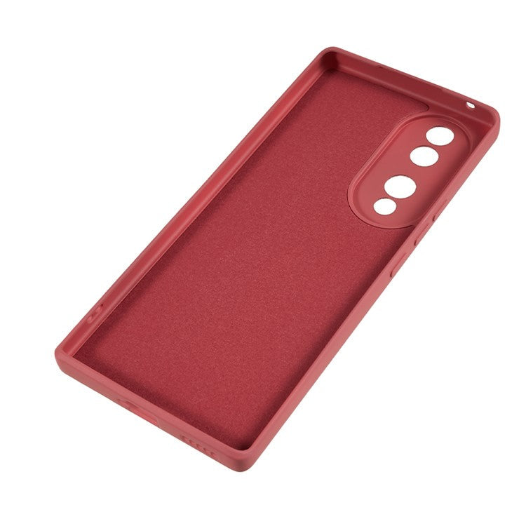 For Honor 70 5G Candy Color Fiber Lining Rubberized TPU Case Anti-drop Phone Cover - Hawthorn Red