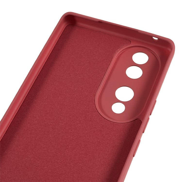 For Honor 70 5G Candy Color Fiber Lining Rubberized TPU Case Anti-drop Phone Cover - Hawthorn Red