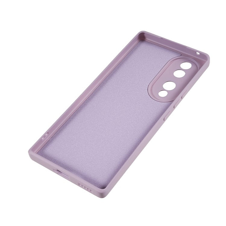 For Honor 70 5G Candy Color Fiber Lining Rubberized TPU Case Anti-drop Phone Cover - Light Purple