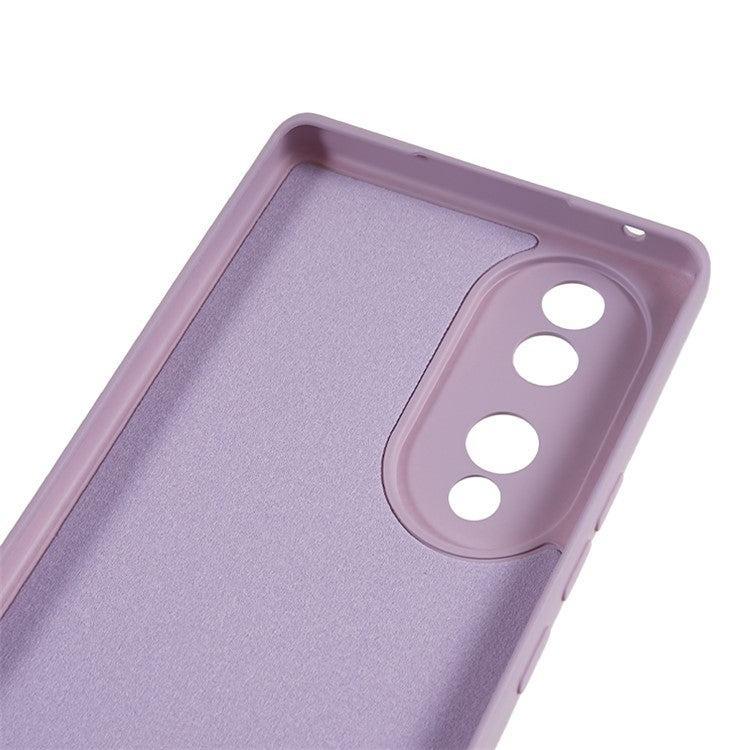 For Honor 70 5G Candy Color Fiber Lining Rubberized TPU Case Anti-drop Phone Cover - Light Purple
