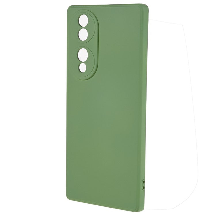 For Honor 70 5G Candy Color Fiber Lining Rubberized TPU Case Anti-drop Phone Cover - Bean Green