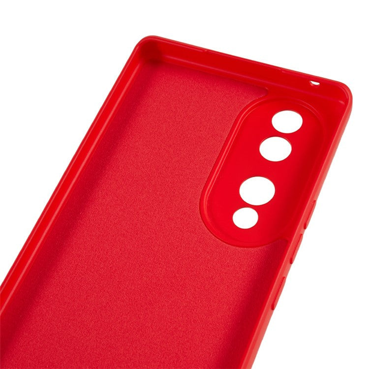 For Honor 70 5G Candy Color Fiber Lining Rubberized TPU Case Anti-drop Phone Cover - Red