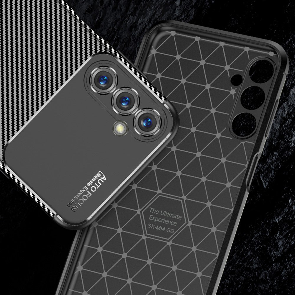 For Samsung Galaxy M14 5G Soft TPU Phone Case Carbon Fiber Texture Anti-Drop Cell Phone Cover