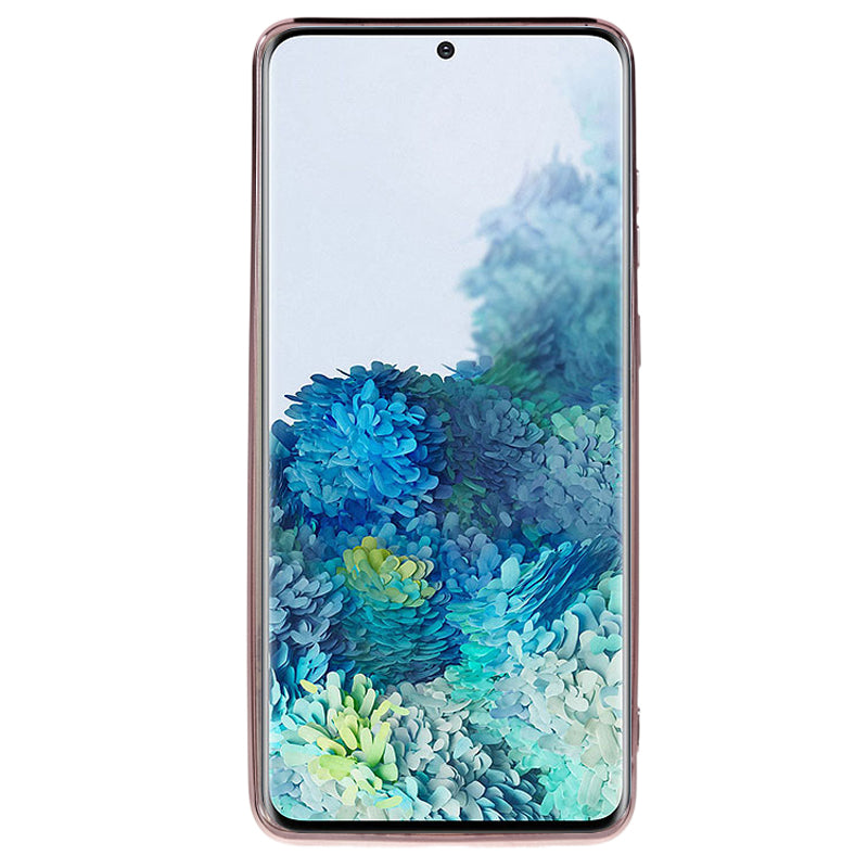 KADEM For Samsung Galaxy S20 Plus 5G / 4G Rhinestone Phone Case Flower Pattern Electroplating TPU Cover - Rose Gold
