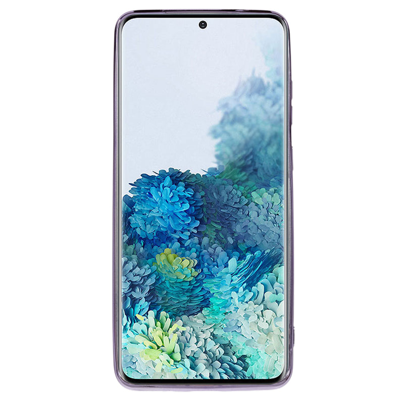 KADEM For Samsung Galaxy S20 Plus 5G / 4G Flower Pattern TPU Case Rhinestone Electroplating Kickstand Phone Cover - Purple