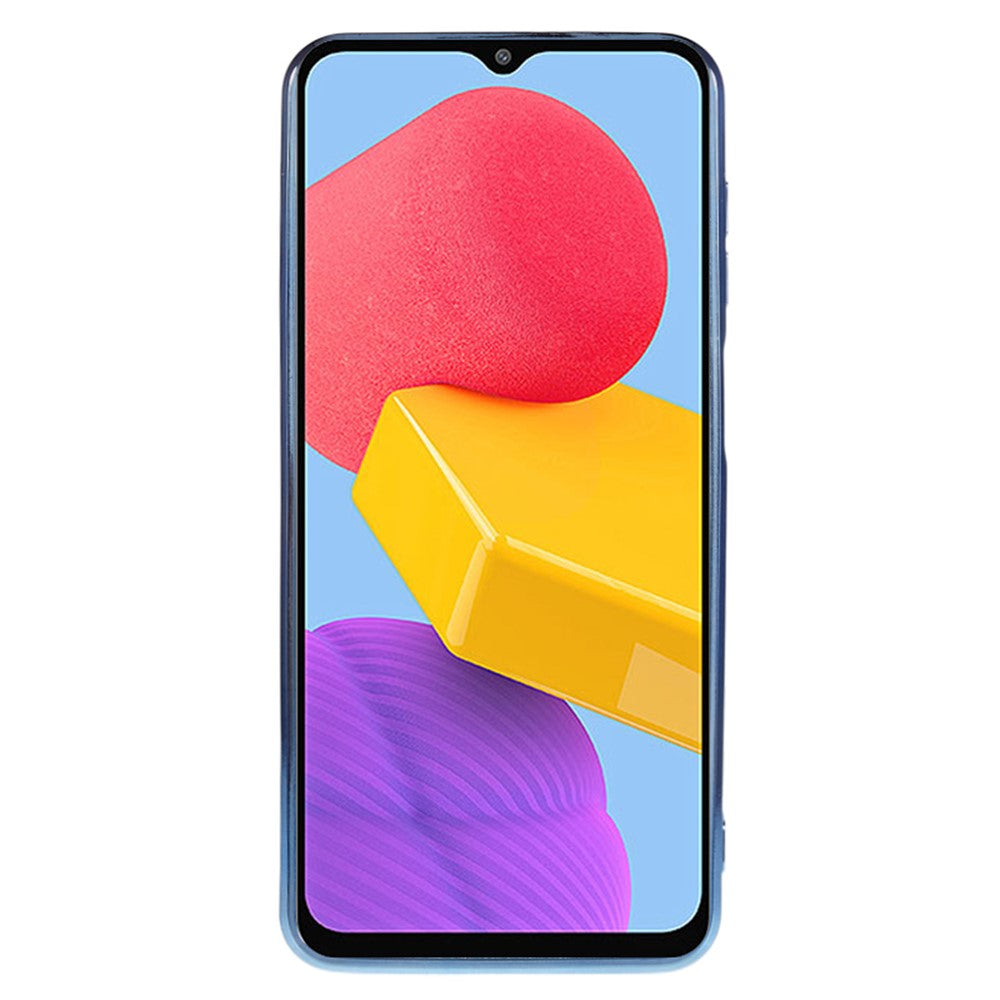 KADEM For Samsung Galaxy M13 4G / F23 5G / M23 5G Glitter Gradient TPU Phone Case Flower Rhinestone Decor Cover with Ring Kickstand - Blue