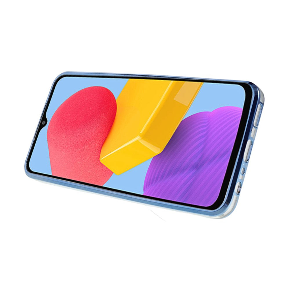 KADEM For Samsung Galaxy M13 4G / F23 5G / M23 5G Glitter Gradient TPU Phone Case Flower Rhinestone Decor Cover with Ring Kickstand - Blue