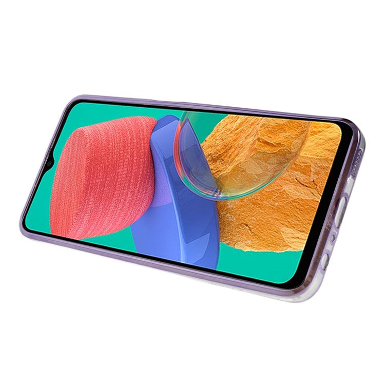 KADEM For Samsung Galaxy M33 5G (Global Version) Kickstand Phone Case Flower Pattern Rhinestone Electroplating Cover - Purple