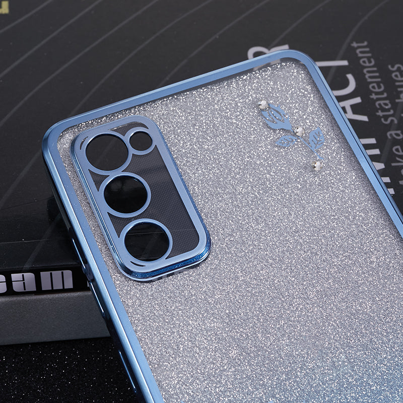 KADEM For Samsung Galaxy S20 FE / FE 5G / FE 2022 / S20 Lite Rhinestone Gradient Glitter TPU Case Flower Pattern Phone Cover - Blue