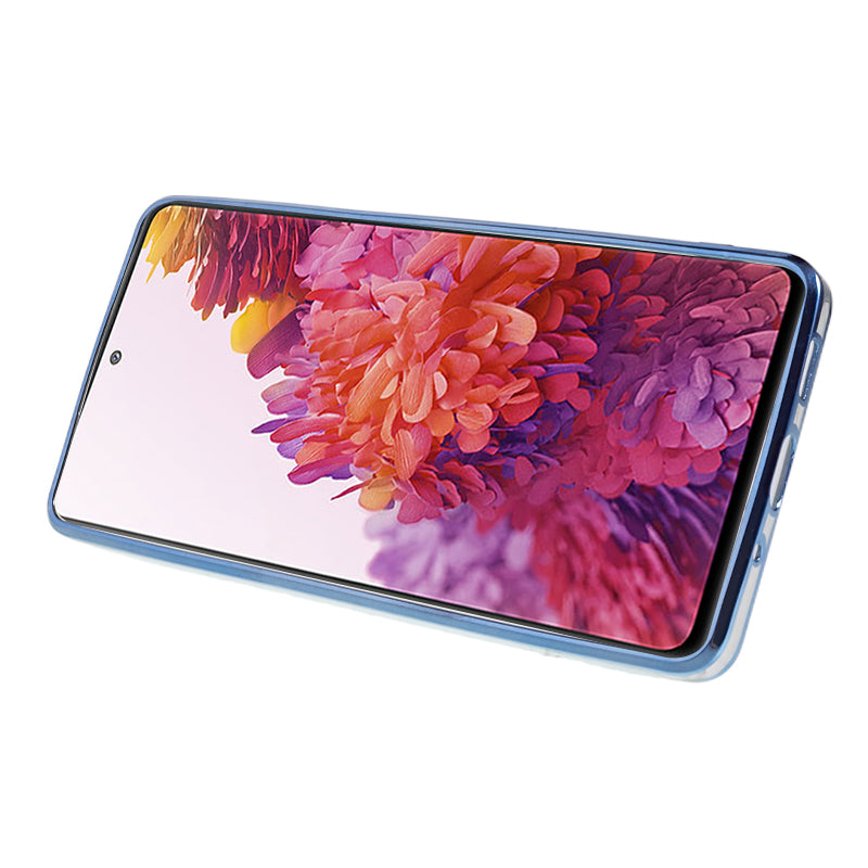 KADEM For Samsung Galaxy S20 FE / FE 5G / FE 2022 / S20 Lite Electroplating TPU Case Flower Pattern Rhinestone Phone Cover - Blue