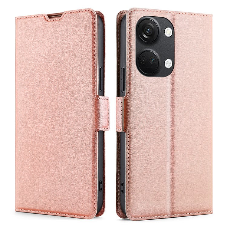 For OnePlus Nord 3 5G / Ace 2V 5G Card Slot Leather Phone Case Foldable Stand Phone Cover - Rose Gold