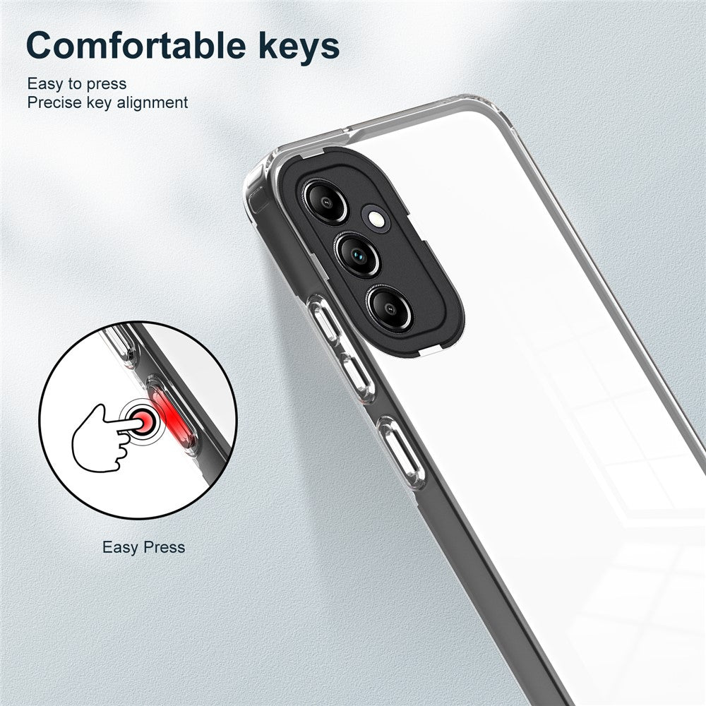 For Samsung Galaxy M14 5G Clear Back Cover TPU + PC Camera Protection Anti-drop Phone Case - Black