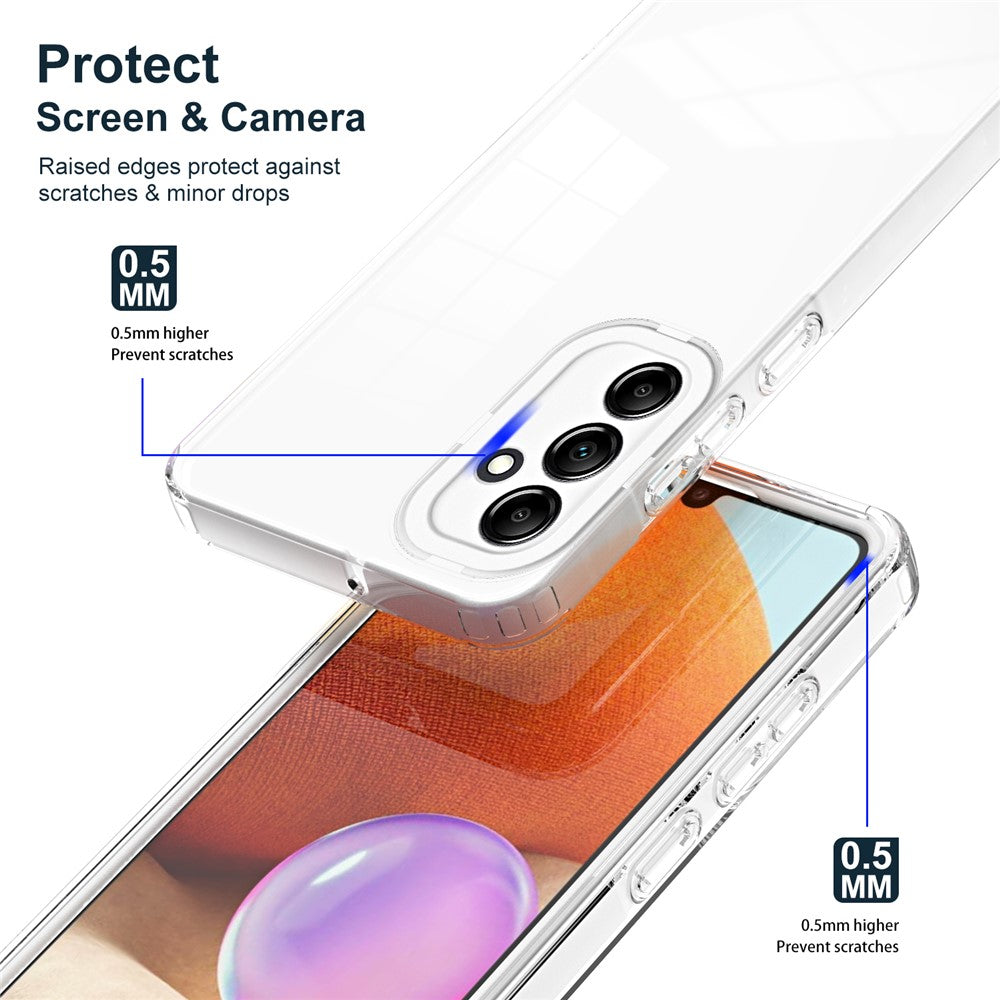For Samsung Galaxy M14 5G Clear Back Cover TPU + PC Camera Protection Anti-drop Phone Case - White