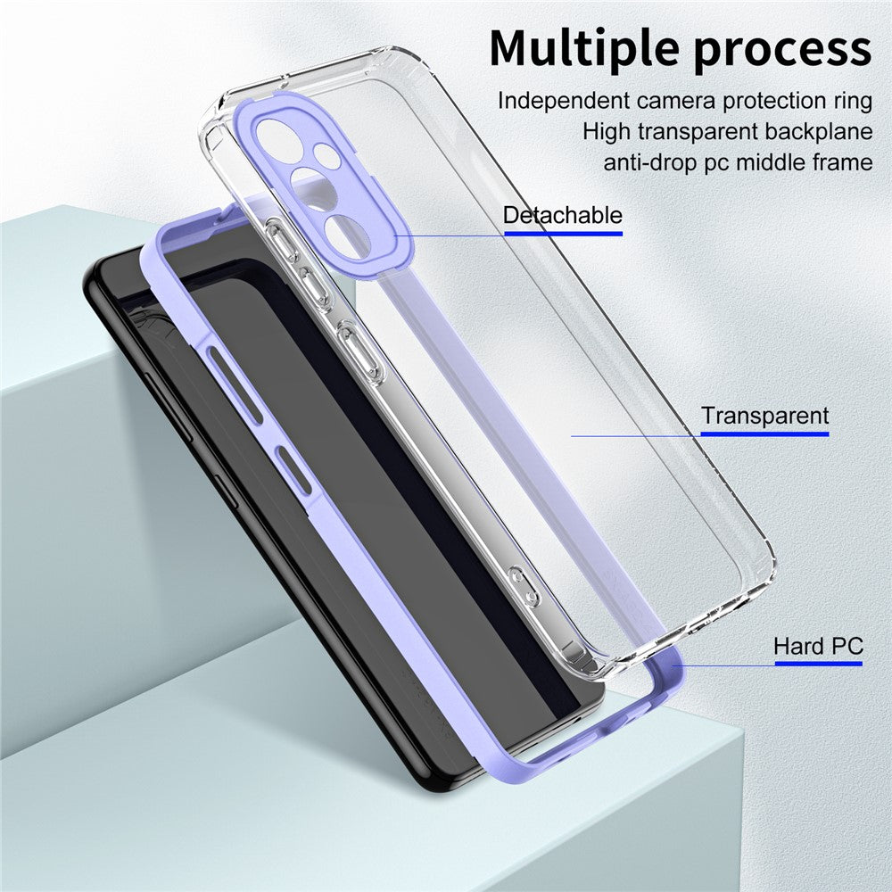 For Samsung Galaxy M14 5G Clear Back Cover TPU + PC Camera Protection Anti-drop Phone Case - Purple
