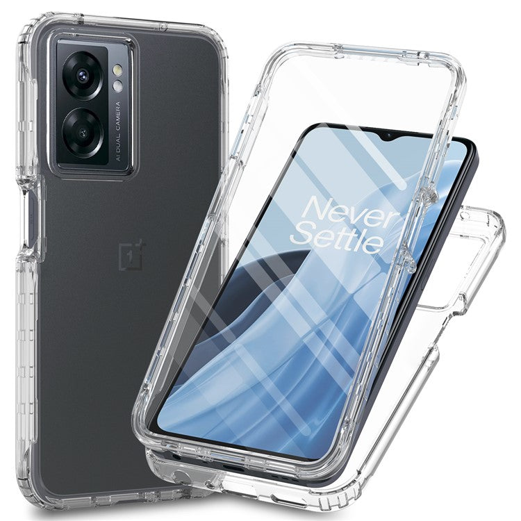 Gradient Phone Case for OnePlus Nord N300 5G / Oppo A57 4G / A57 (2022) 5G / A77 4G / 5G , PC + TPU Protective Cover with PET Film - Transparent