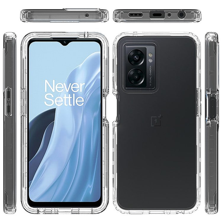 Gradient Phone Case for OnePlus Nord N300 5G / Oppo A57 4G / A57 (2022) 5G / A77 4G / 5G , PC + TPU Protective Cover with PET Film - Transparent