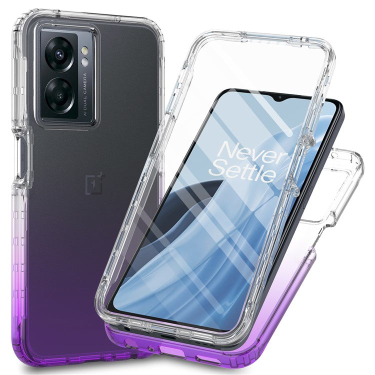 Gradient Phone Case for OnePlus Nord N300 5G / Oppo A57 4G / A57 (2022) 5G / A77 4G / 5G , PC + TPU Protective Cover with PET Film - Purple
